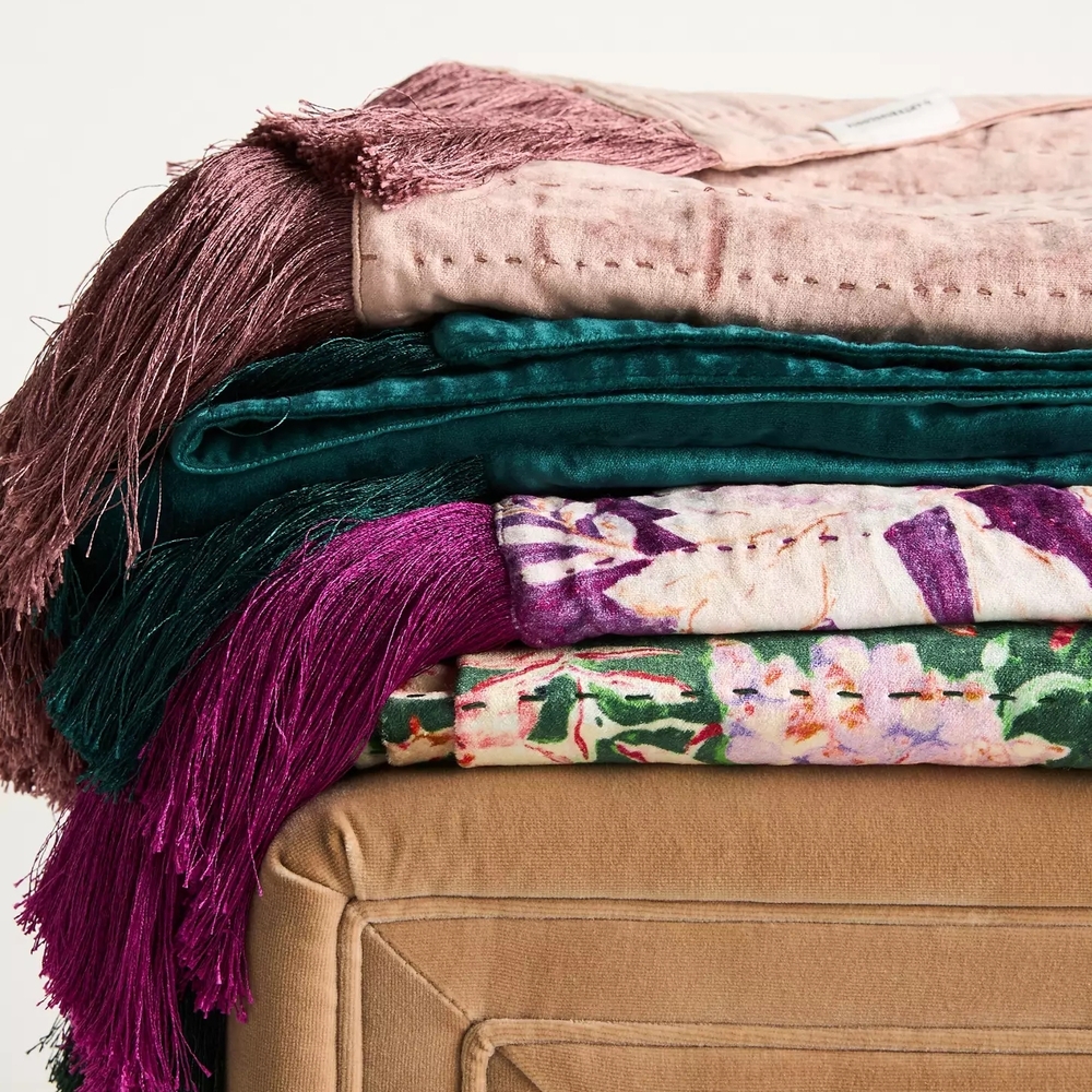 NEW Anthropologie Valentina Throw Blanket, Raspberry - Sold Out - SKU 93035566 - Picture 3 of 6